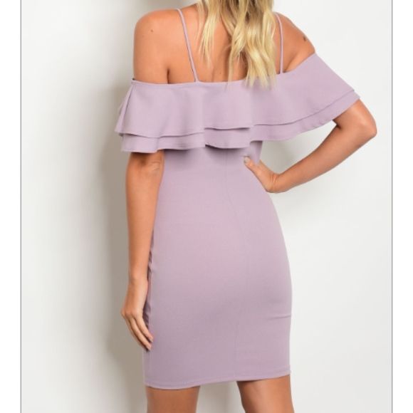 🆑 Lavender Thin Strap Ruffle Bodycon Dress - Picture 2 of 4