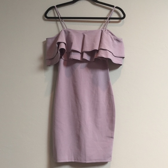🆑 Lavender Thin Strap Ruffle Bodycon Dress - Picture 3 of 4