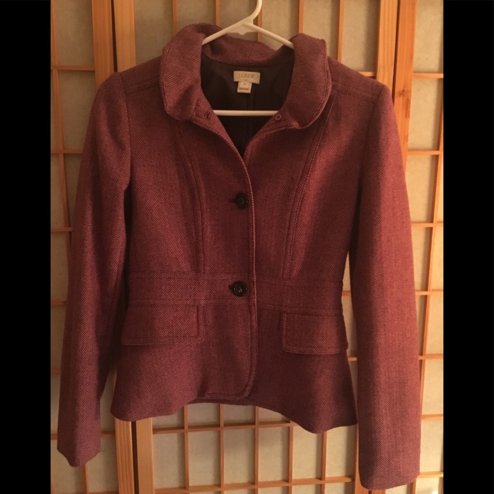 Jcrew Pink Herringbone Blazer