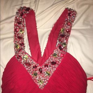 red/iced out cocktail/homecoming dress