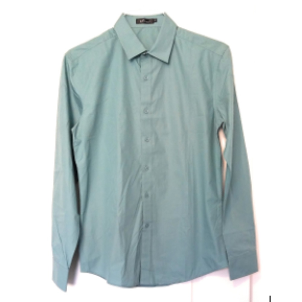 Teal Blue Long Sleeve Button Up Shirt Blouse XL