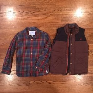 Boys plaid button-down shirt and matching vest