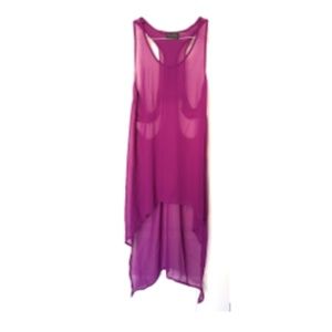 Chiffon Sleeveless Hi LO Club Purple Blouse Top