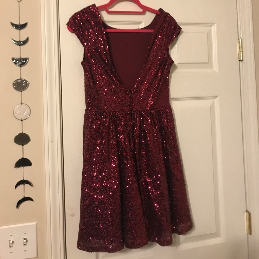 Maroon sequence cocktail dress