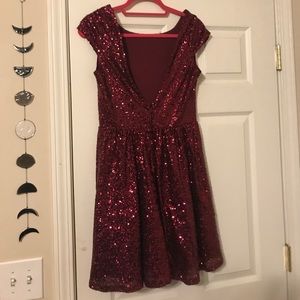 Maroon sequence cocktail dress