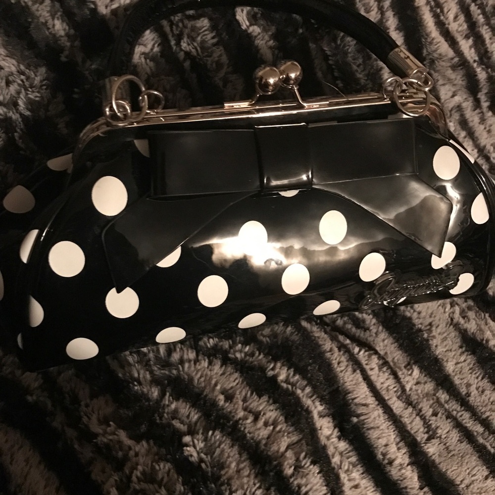 SOURPUSS BLACK POLKA DOT FLOOZY HANDBAG