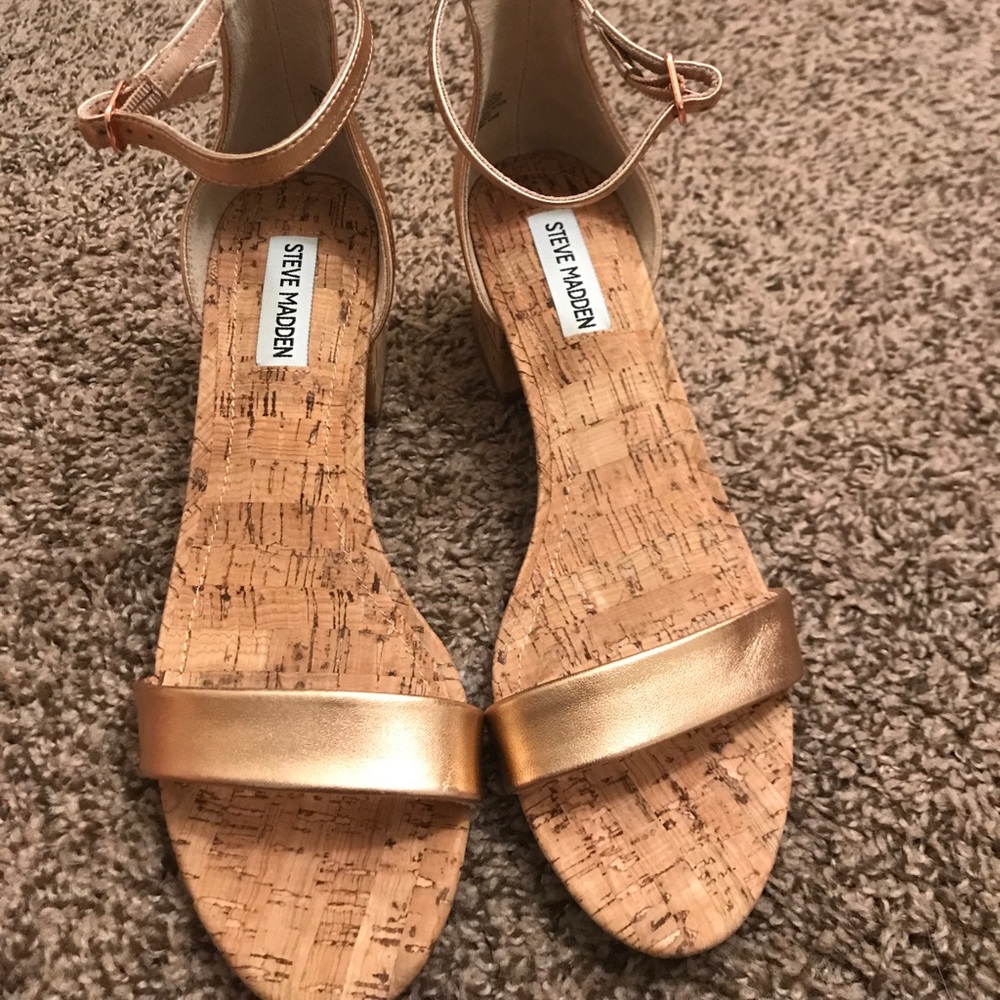 Steve Madden Irene C rose gold ankle strap heels