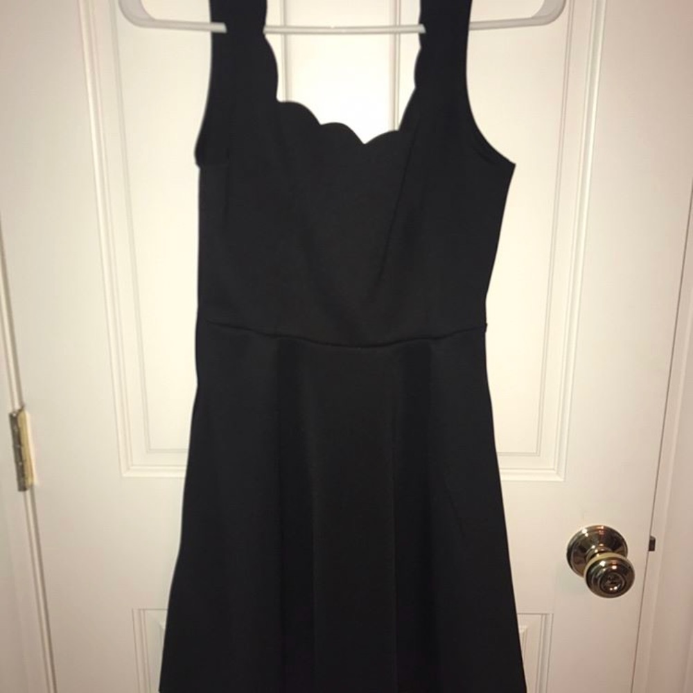 Scalloped Black Dress