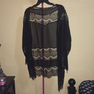 Boho lace, sheer kimono