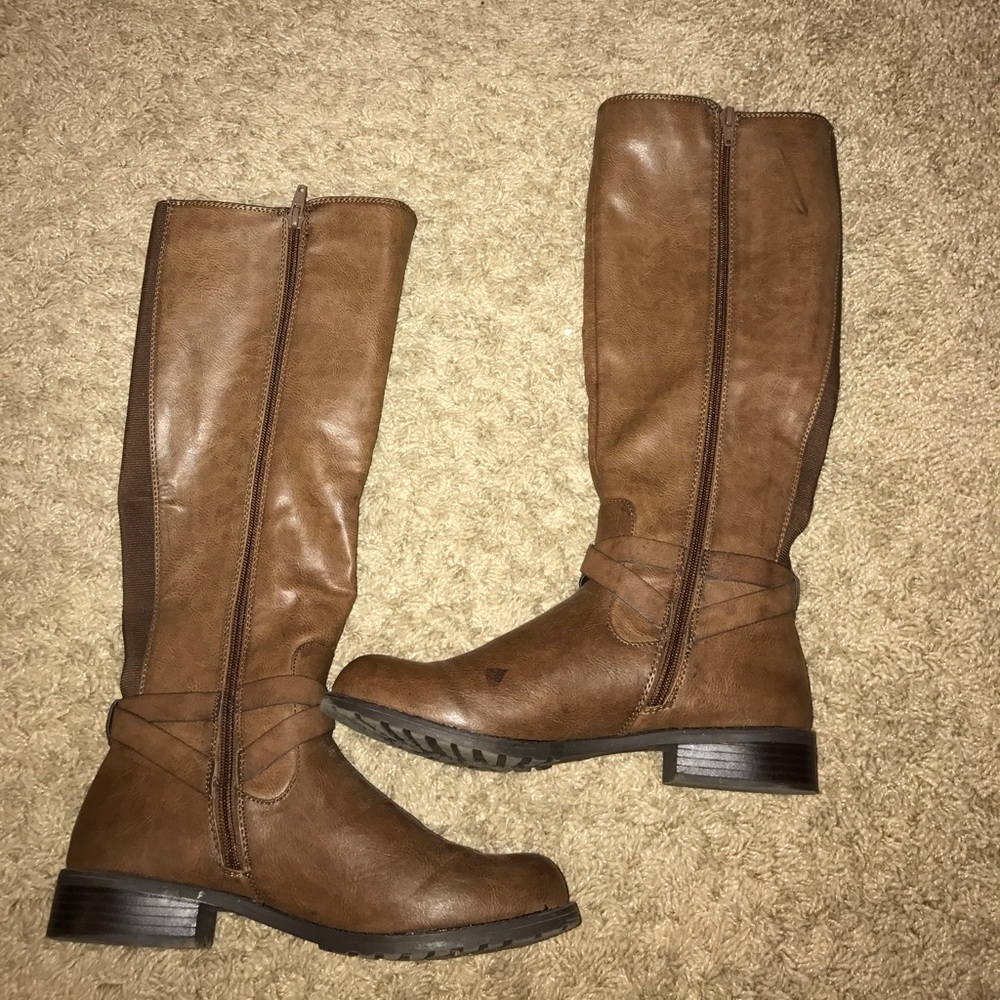 Women's Brown Leather Riding Boots Size 8