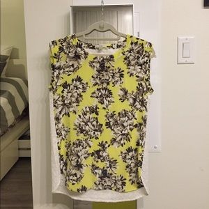 J. Crew Photo floral top with eyelet lace back