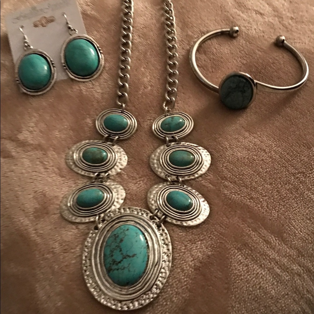 12" silver and Turquoise set.