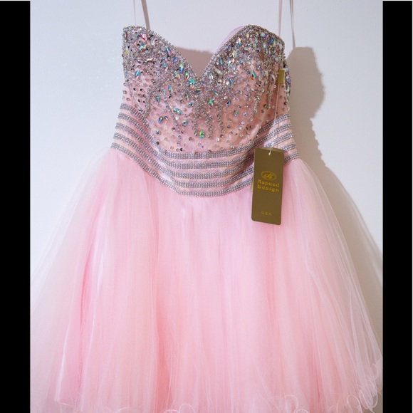 Prom Pink Strapless Dress - Picture 2 of 9