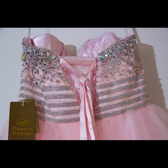 Prom Pink Strapless Dress - Picture 4 of 9