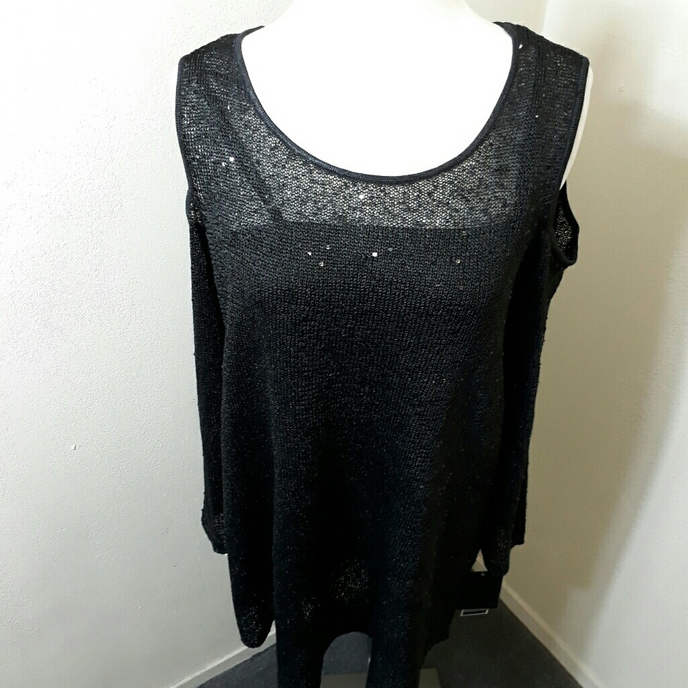 🎈NEW Alfani Cold-Shoulder Sequined Sweater