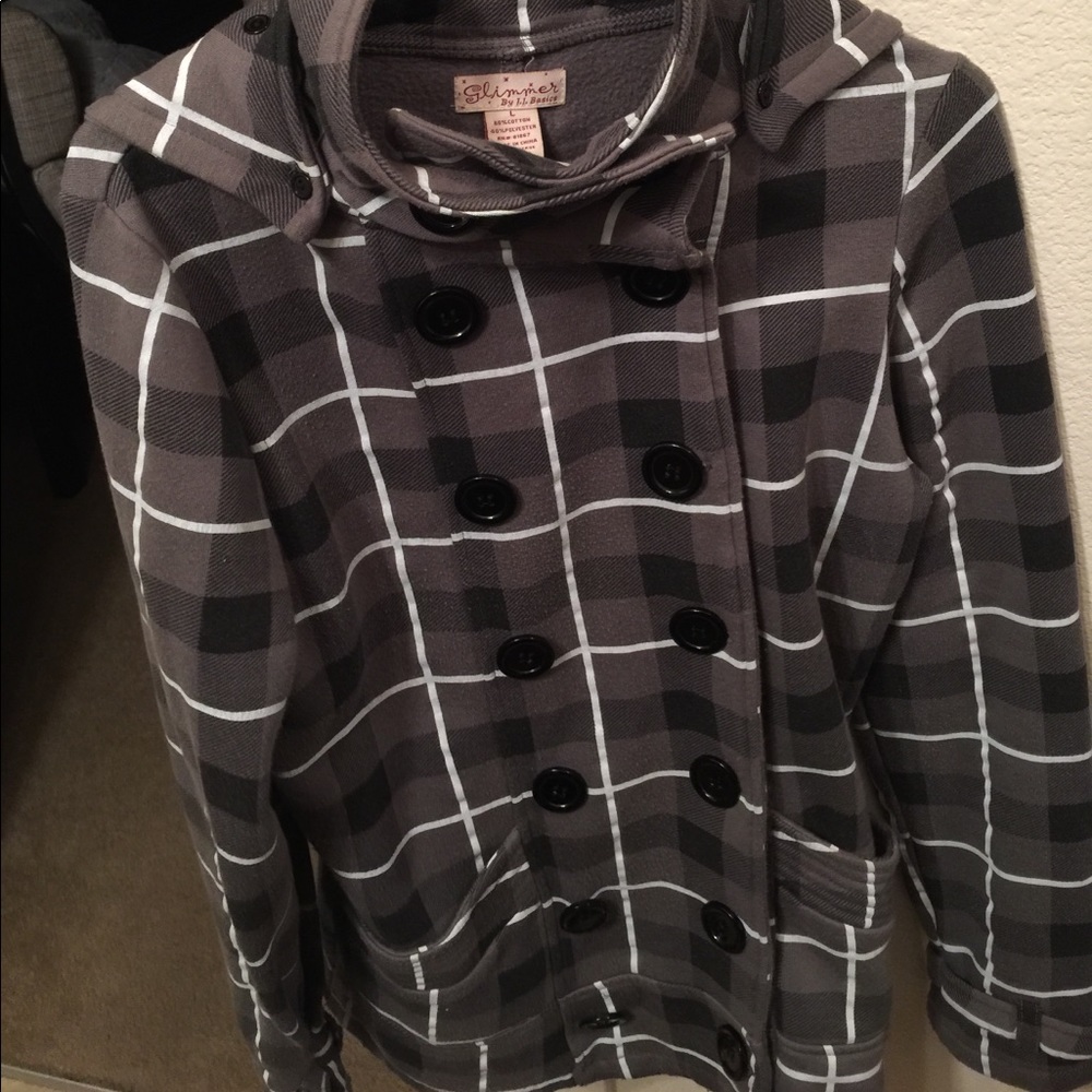 Grey Sweater pea coat style