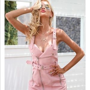 Pink faux leather dress