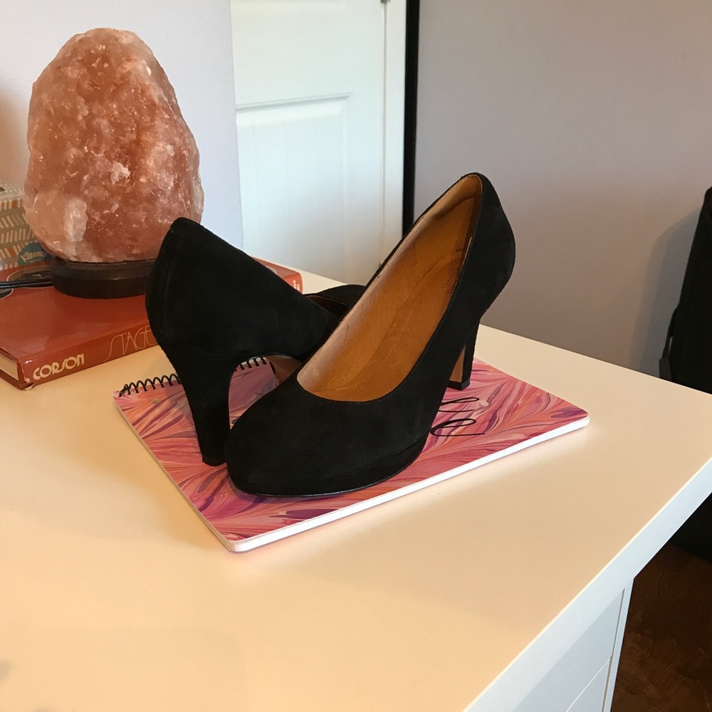 Clarks Deisie Bliss Platforms Black Suede 8.5