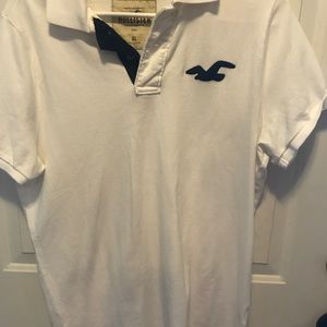 Hollister white polo shirt with blue bird