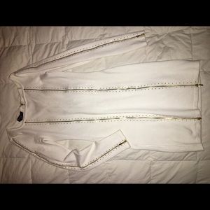 Bebe white and gold zipped bodycon dress small