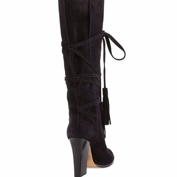 Michael Kors Jessa Split Suede Wrap Boot Blk NWOB - Picture 3 of 4