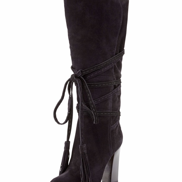 Michael Kors Jessa Split Suede Wrap Boot Blk NWOB - Picture 4 of 4