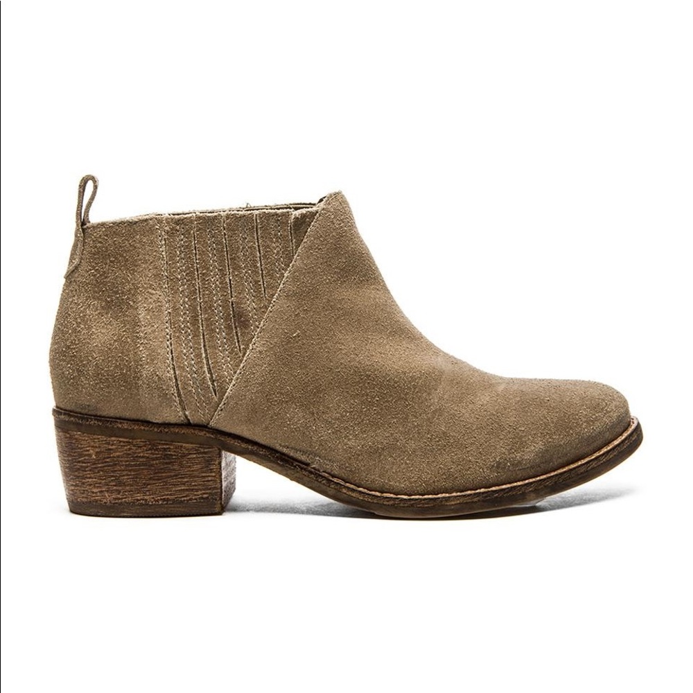 Tan Distressed Suede Burnished Boho Ankle Boot - Picture 3 of 8
