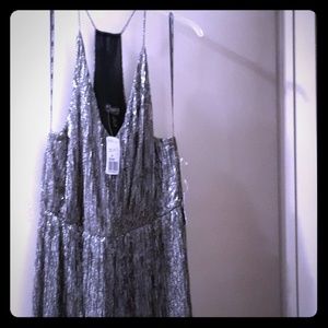 Plus size short dress silver