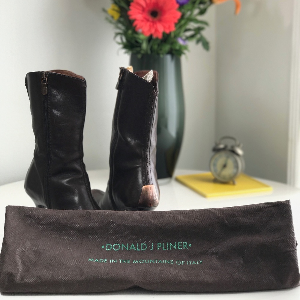 Donal J Pliner Brown Leather Mid-Calf Boot - Picture 7 of 9
