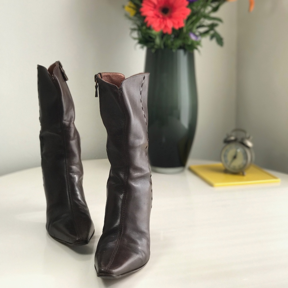 Donal J Pliner Brown Leather Mid-Calf Boot - Picture 4 of 9