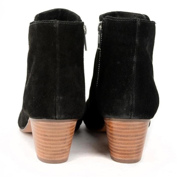 Black Distressed Suede Chic Low Heel Ankle Boot - Picture 8 of 8
