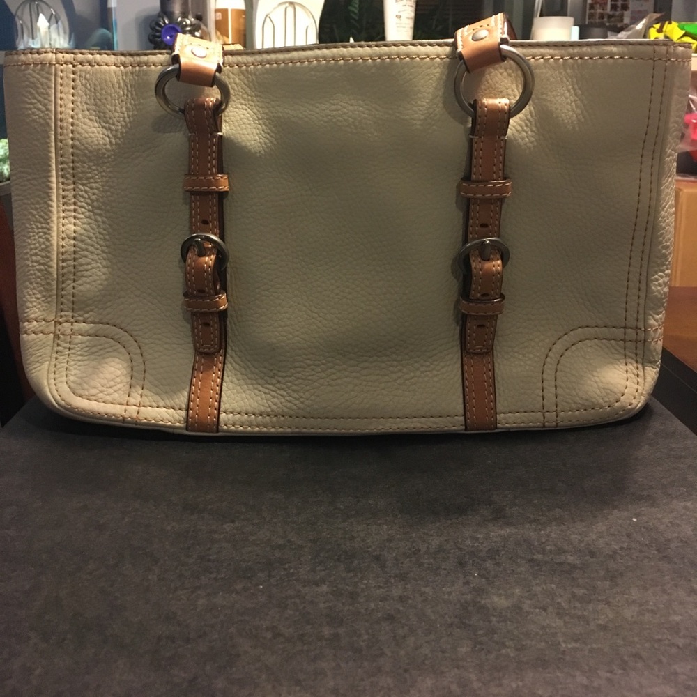 Cream colored coach bag