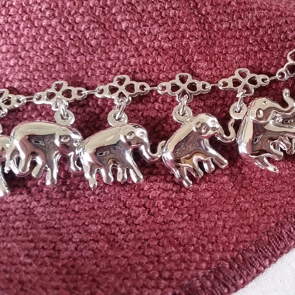 Silver-Tone Elephant Anklet