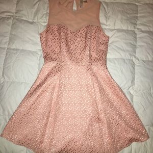 Forever 21 salmon pink illusion top skater dress