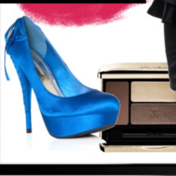 Cobalt Lace Up Corset Back High Heel Platform Pump - Picture 3 of 7