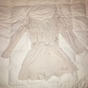 Urban Outfitters Ecoté cream cold shoulder romper