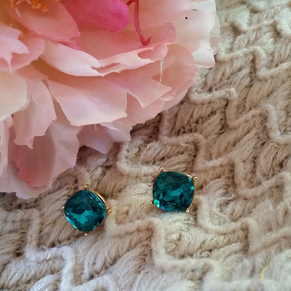 Large Teal Jeweled Studs