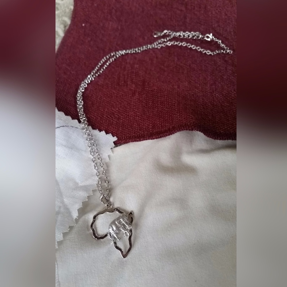 Silver-Tone African Elephant Necklace