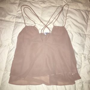 Tobi light brown cross cross tank top