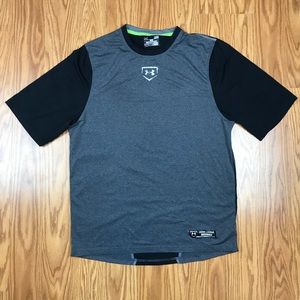 Men's Under Armour Baseball Black Grey Shirt Large