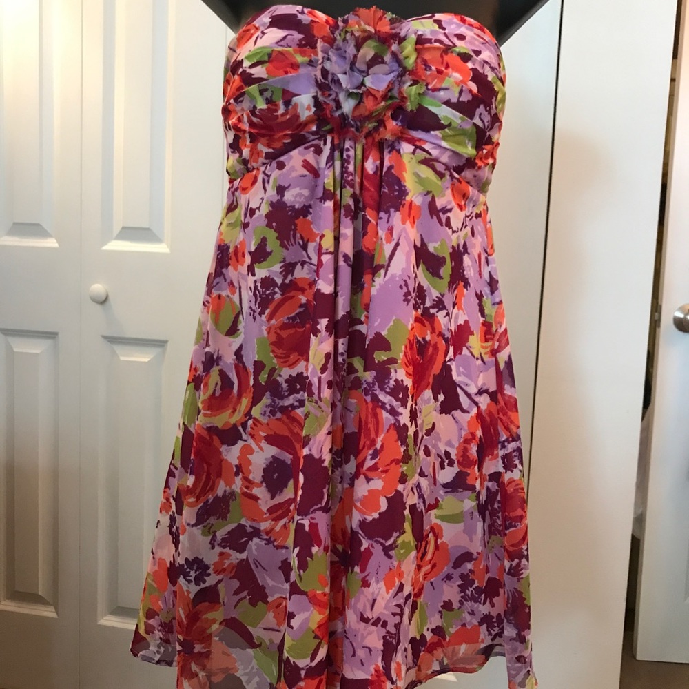 Floral Strapless Silky Dress (Med)