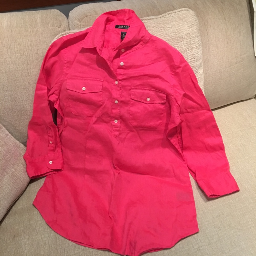 Lauren by Ralph Lauren washable linen top.