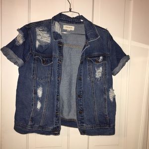Pacsun denim destroyed short sleeve jacket