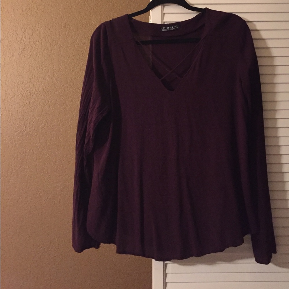 Grape colored, cotton on long sleeve blouse