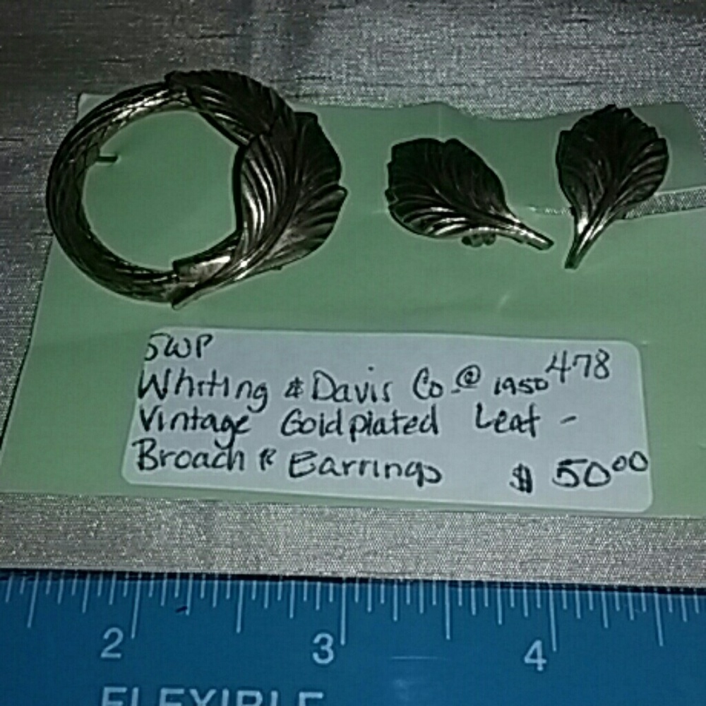Vintage Whiting &Davis Co. Brooch and Earrings