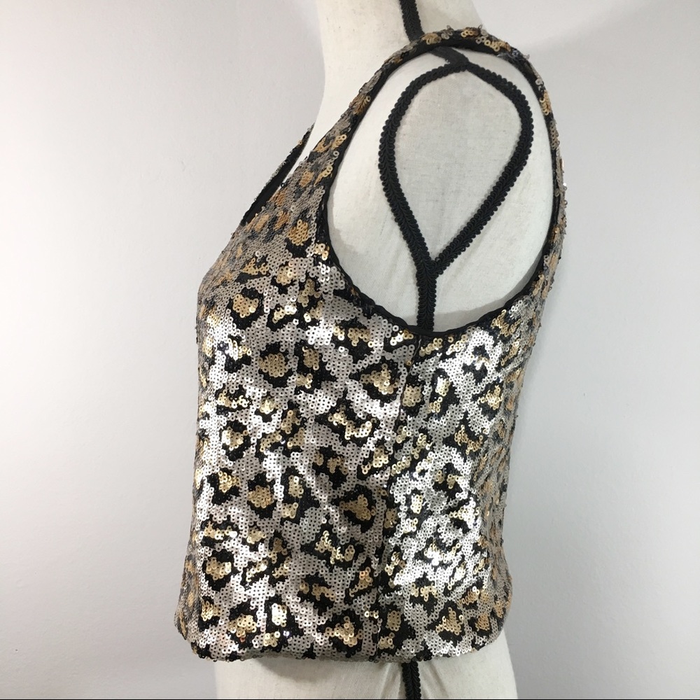 NWOT 🐾 ZARA Sequin Animal Print Leopard Crop Top - Picture 2 of 7
