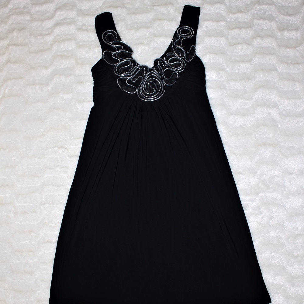 Black A-line dress with zipper detail