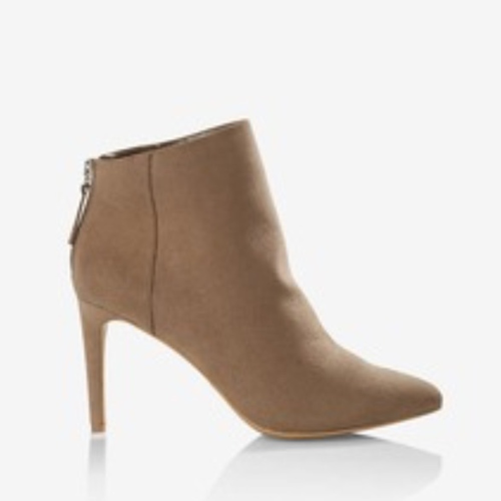 Express Faux Suede Booties in taupe