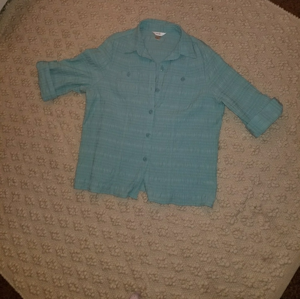 2x CJ Banks Light Turquoise Blue Blouse