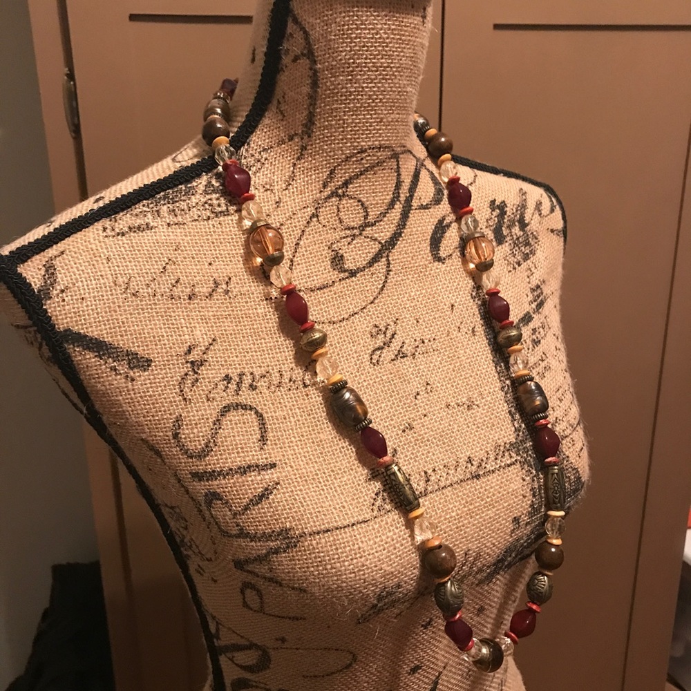 Long, beaded necklace